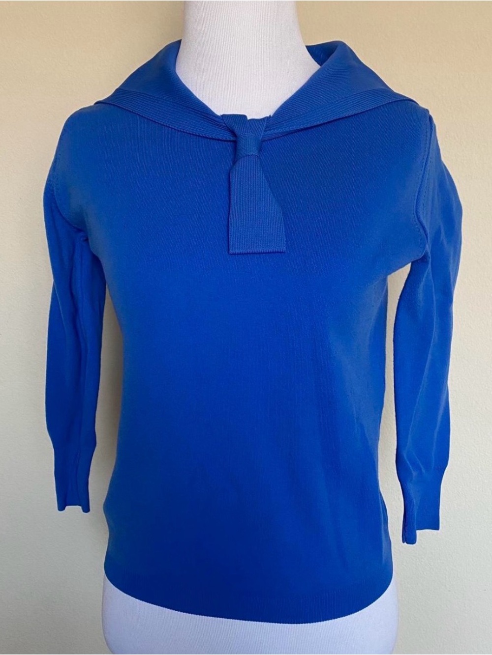 Vintage 1950’s Sailor Collar Knit Sweater in Bright Royal Blue